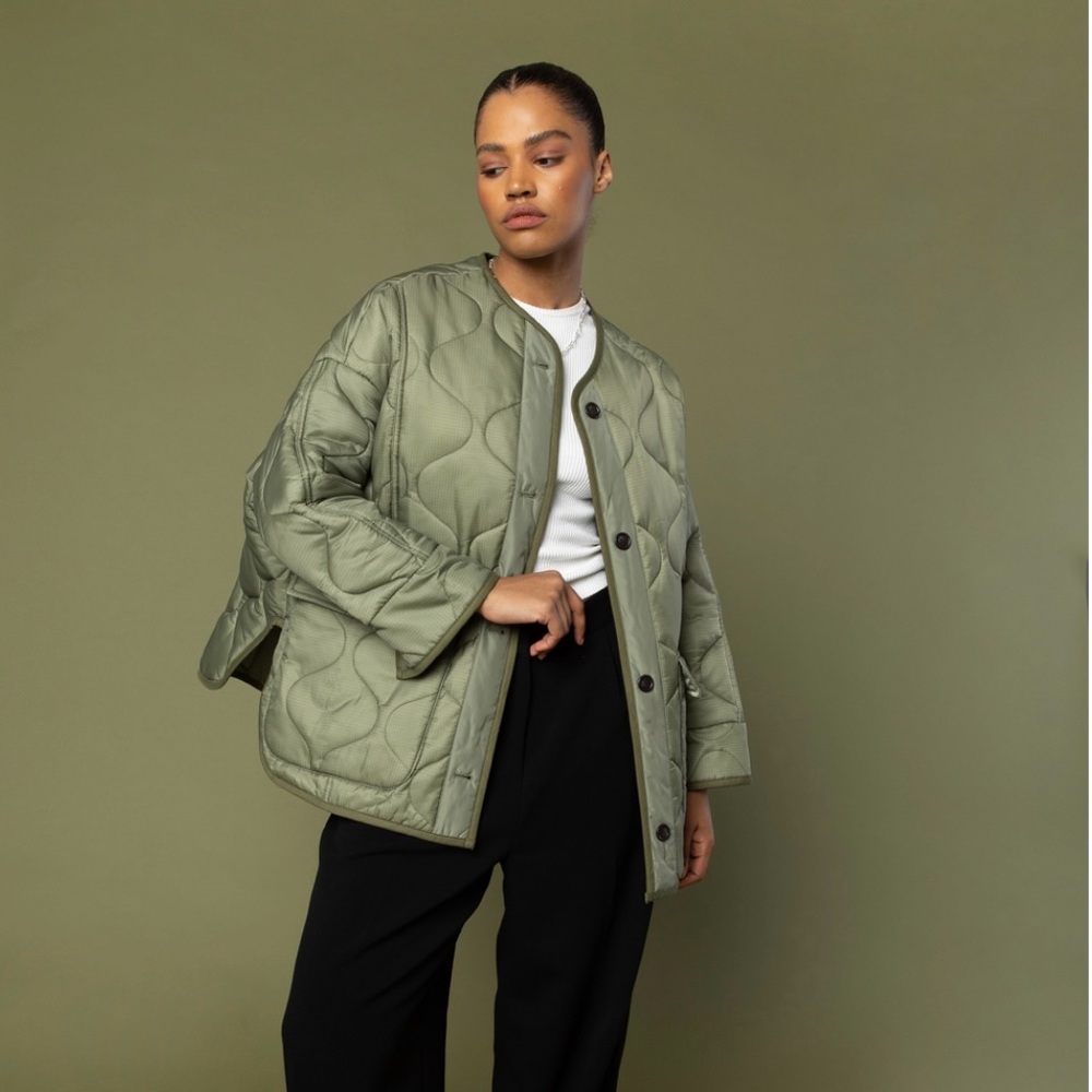 OAK + FORT Olive Quilted Jacket